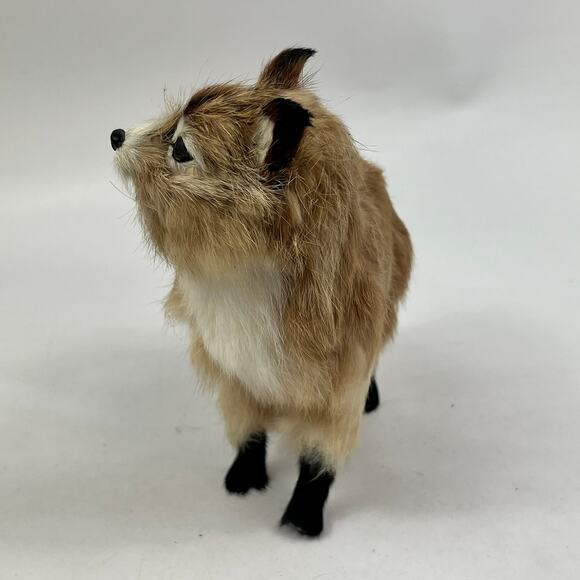 Realistic Fox Fur Covered Animal Figurine Woodland Decor Standing Fox Figure - Picture 2 of 14